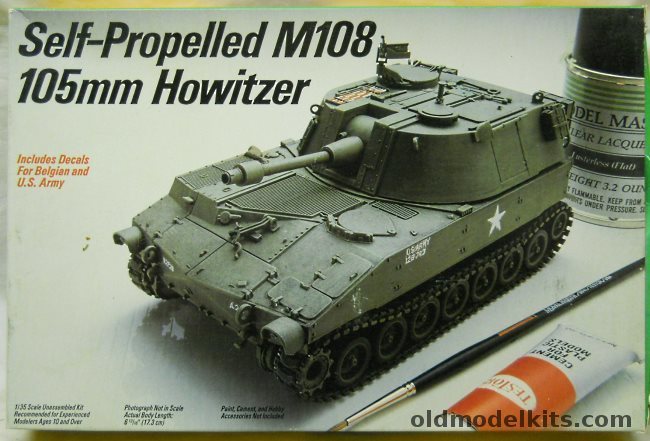 Testors 1/35 Self-Propelled M108 105mm Howitzer - US Amy or Belgium, 818 plastic model kit